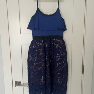 Self Portrait Elegant Blue Lace  Dress